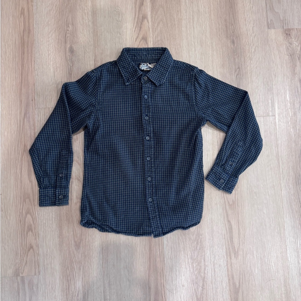 First Wave Navy and Black Check Button-Down Shirt